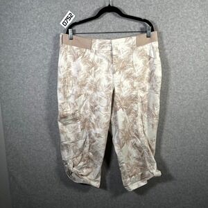 Riders by Lee Skimmer Capri‎ Pants Womens 37 White Brown Tropical Print Mid Rise